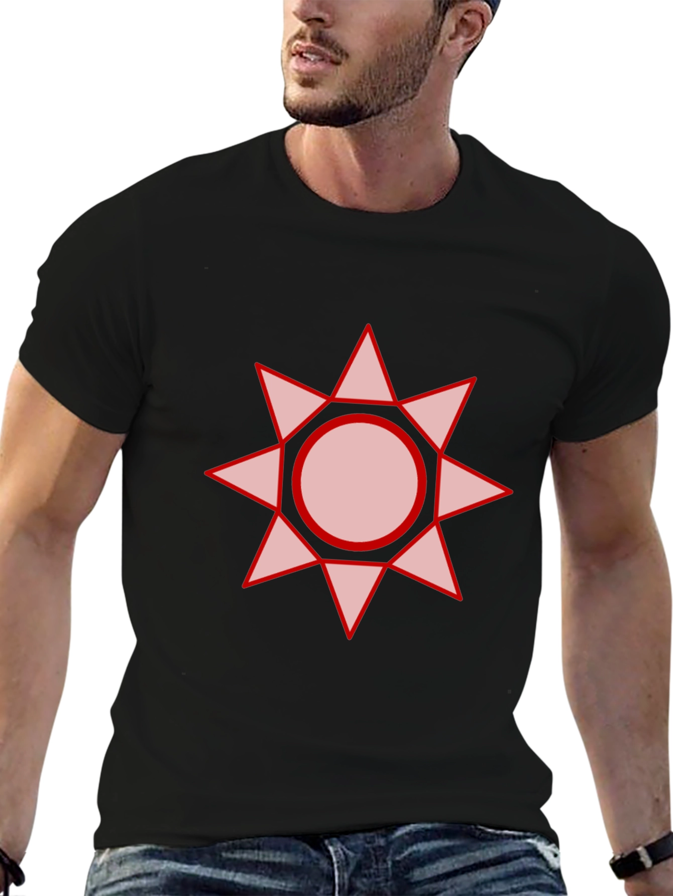 Black Geometric Star Graphic Tee - Black view 6