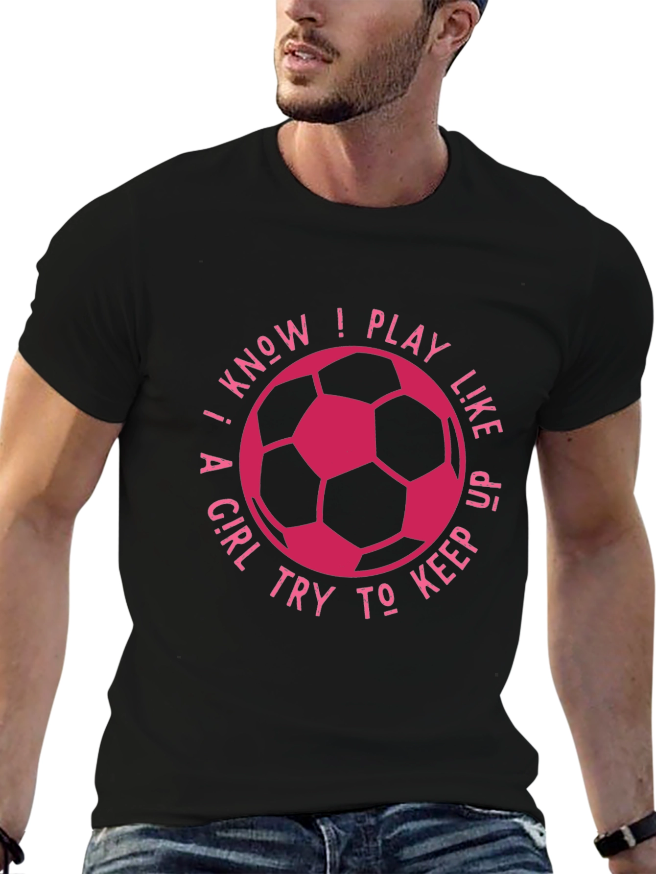 Black I Know I Play Like A Girl Soccer T-Shirt view 6
