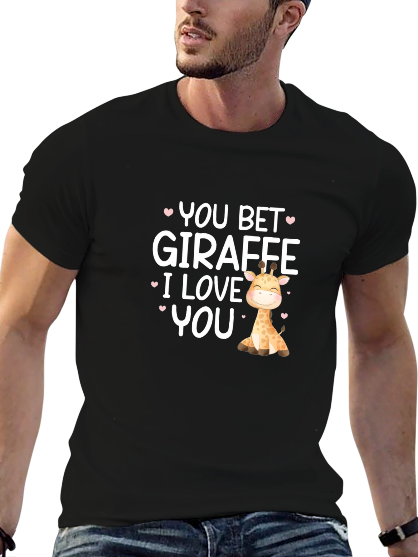 Black You Bet Giraffe I Love You Black T-Shirt view 6