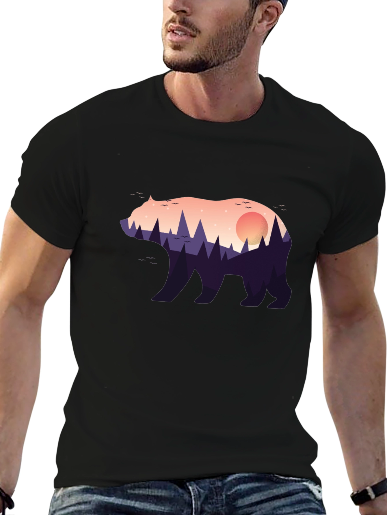 Black Nature Bear Graphic Tee - Stylish Menswear view 6