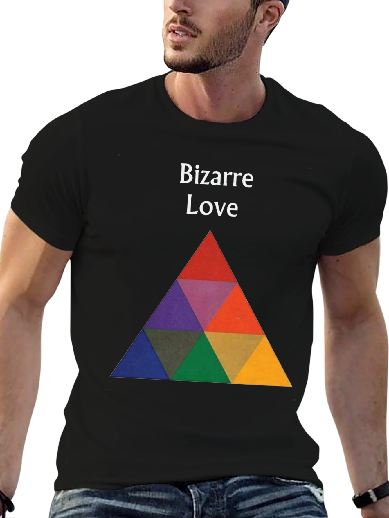 Black Bizarre Love Graphic Tee - Bold Triangle Design view 6