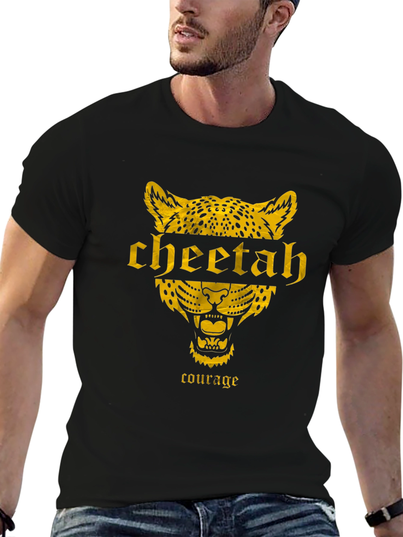 Black Cheetah Courage Graphic Tee - Black view 6