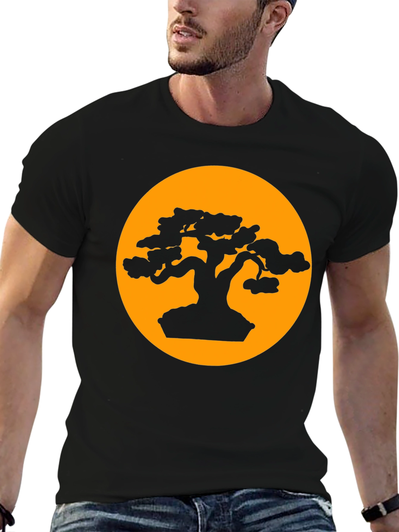 Black Bonsai Tree Silhouette T-Shirt - Artistic Zen Design view 6
