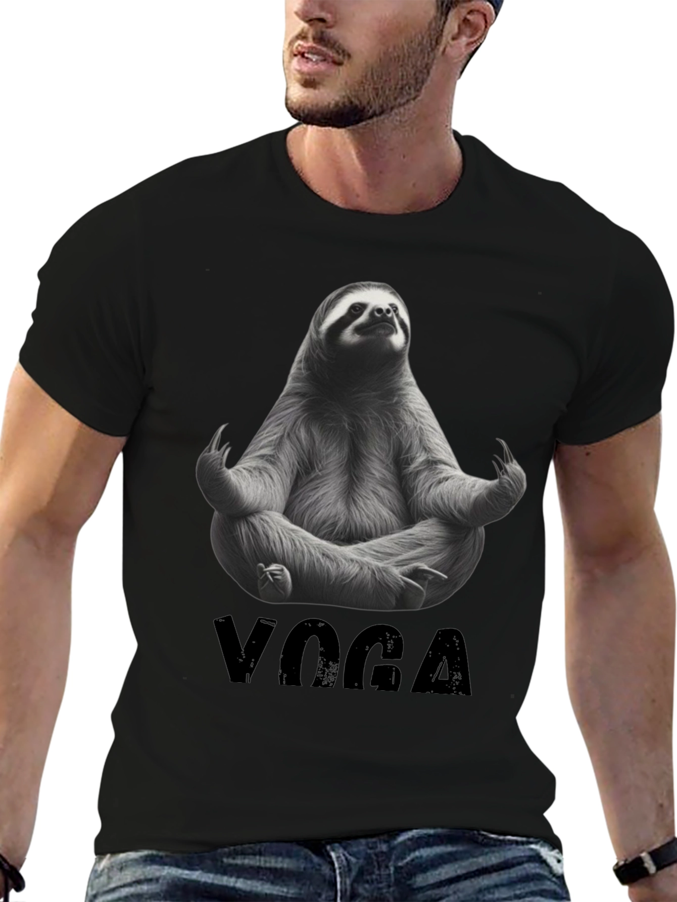 Black Sloth Yoga Graphic Tee - Relax & Unwind view 6