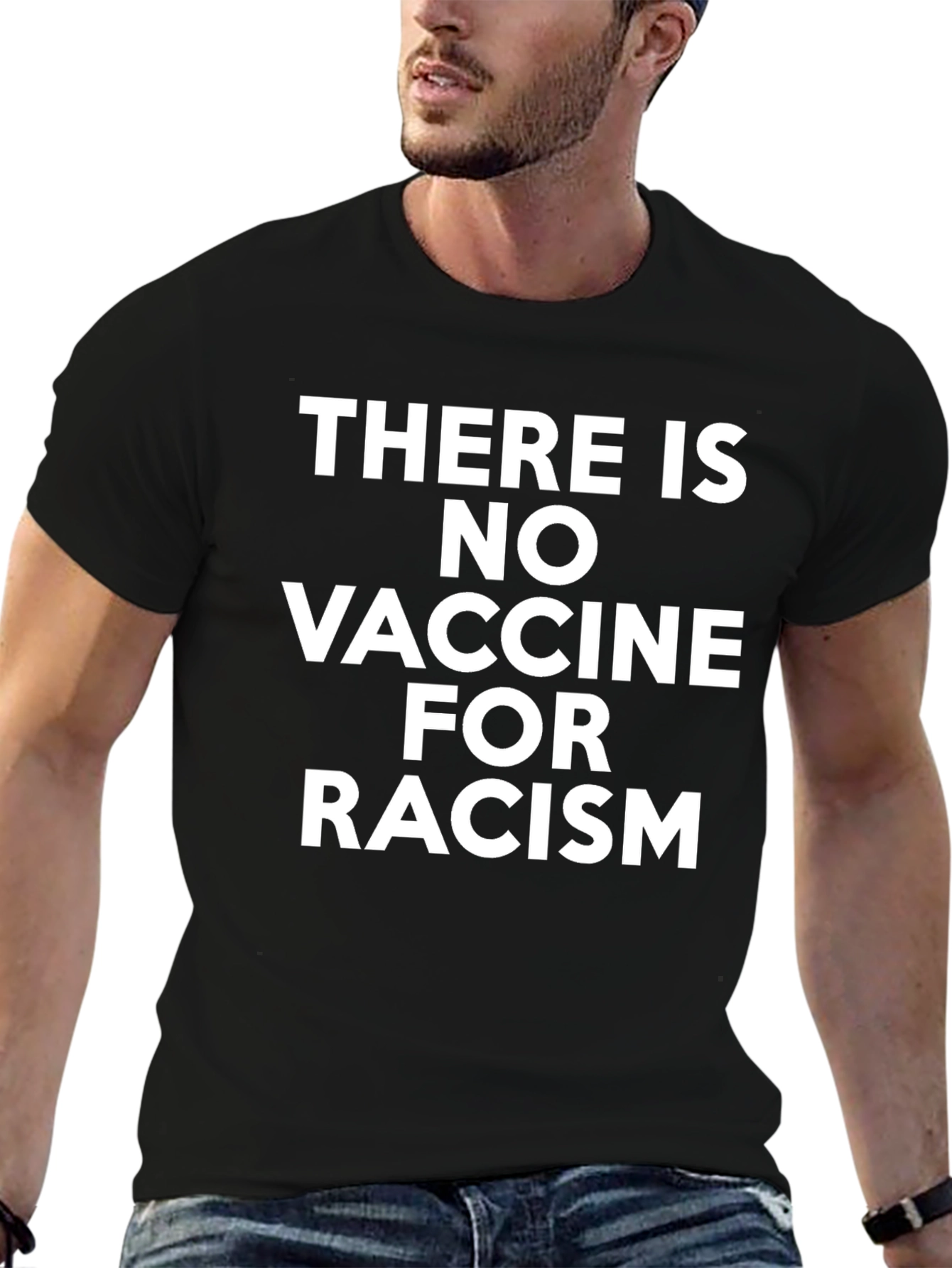 Black No Vaccine for Racism Graphic T-Shirt view 6