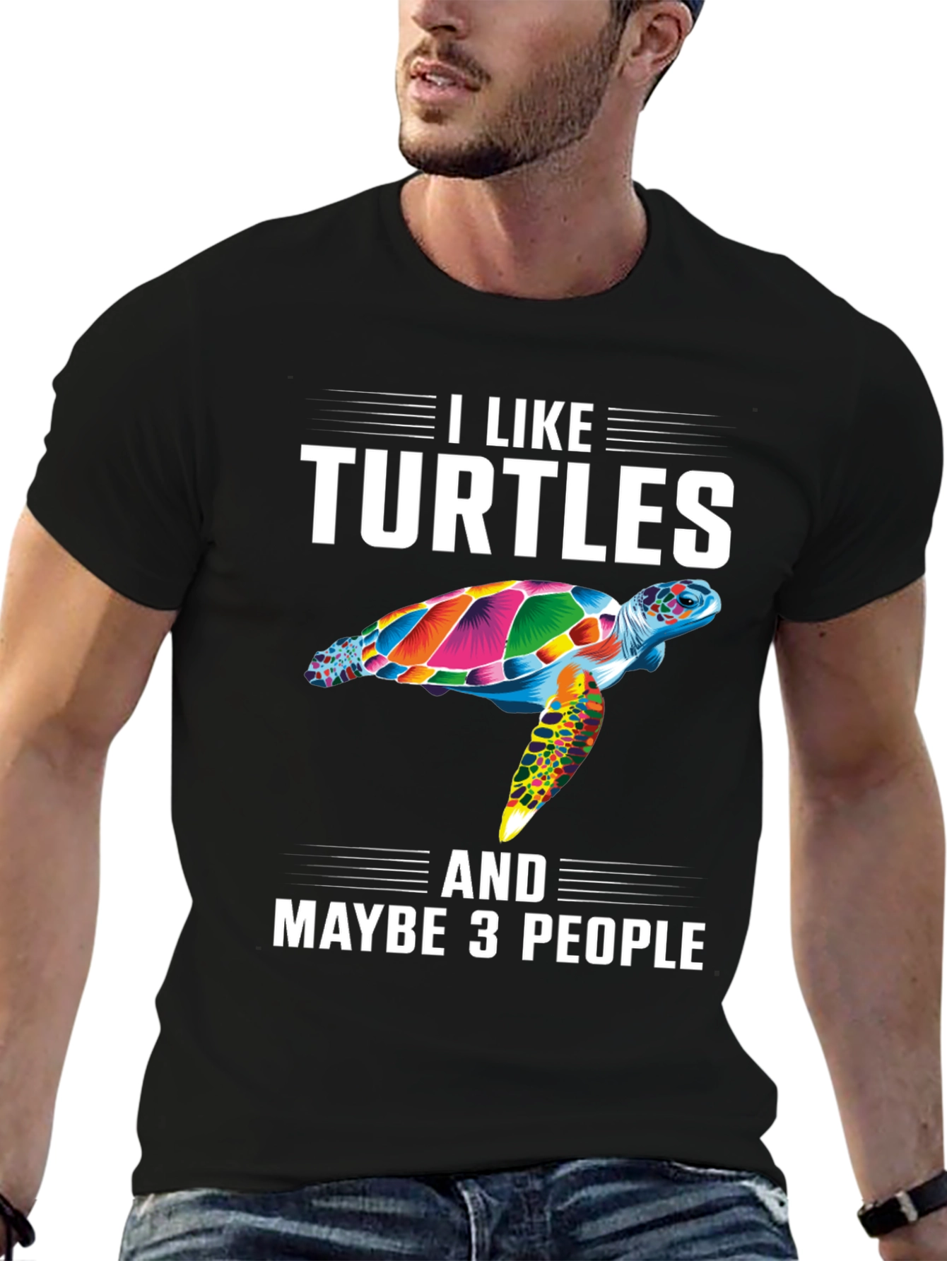 Black I Like Turtles T-Shirt - Funny Sea Turtle Graphic Tee view 6