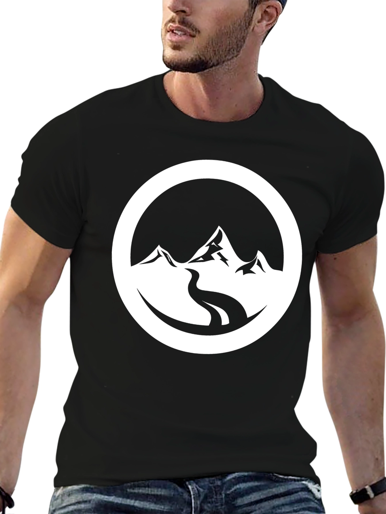 Black Mountain River Graphic Black T-Shirt view 6