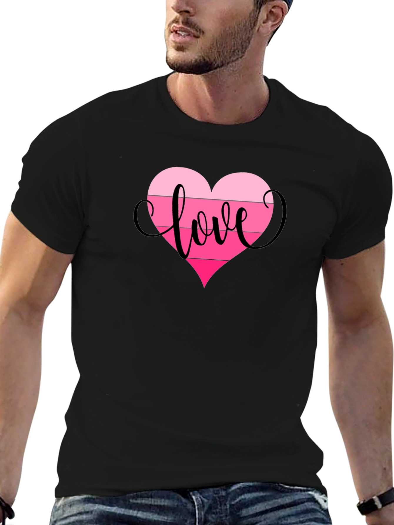Black Love Heart Graphic Tee - Black view 6