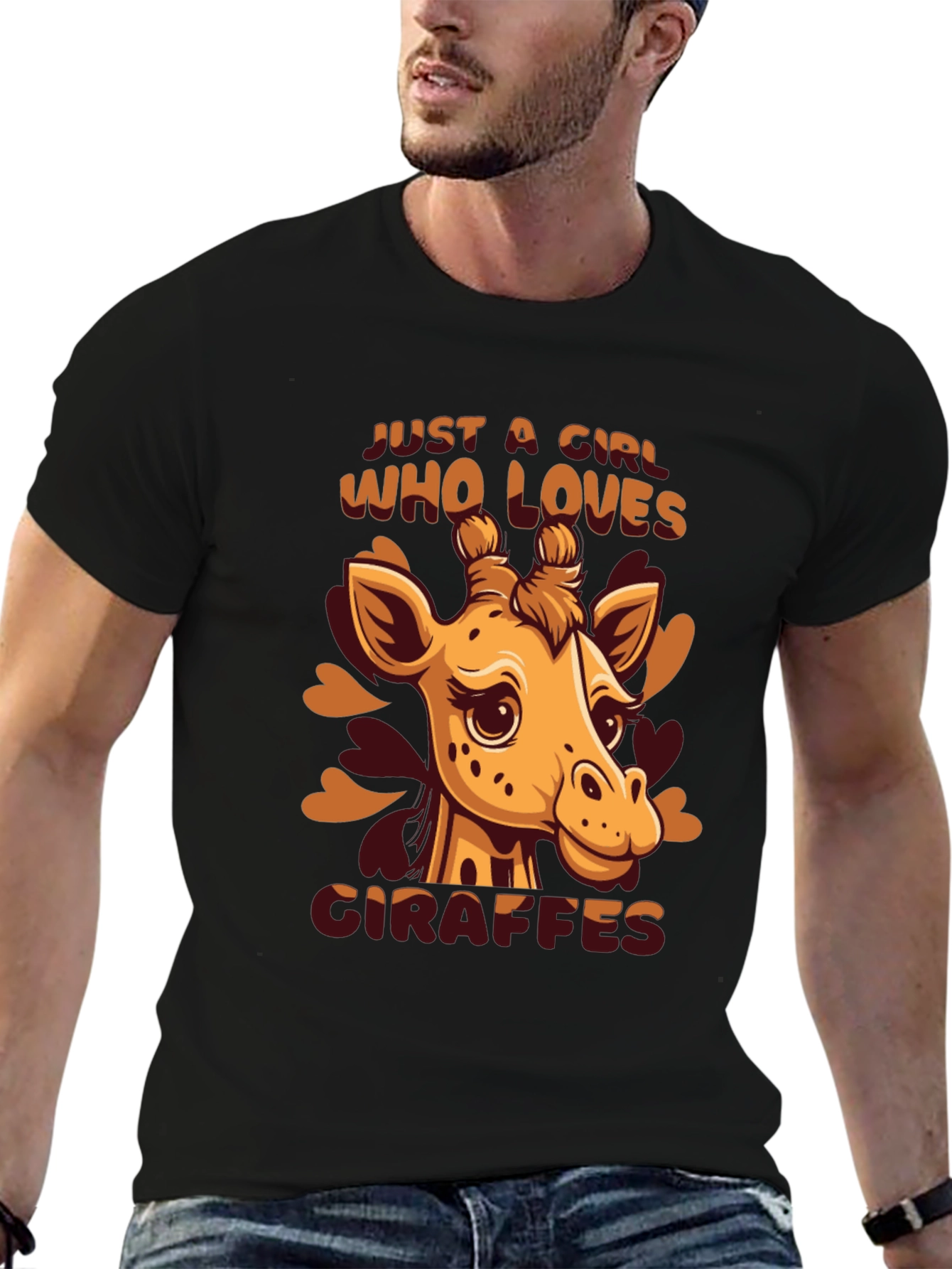 Black Giraffe Lover T-Shirt - Cute Animal Graphic Tee view 6