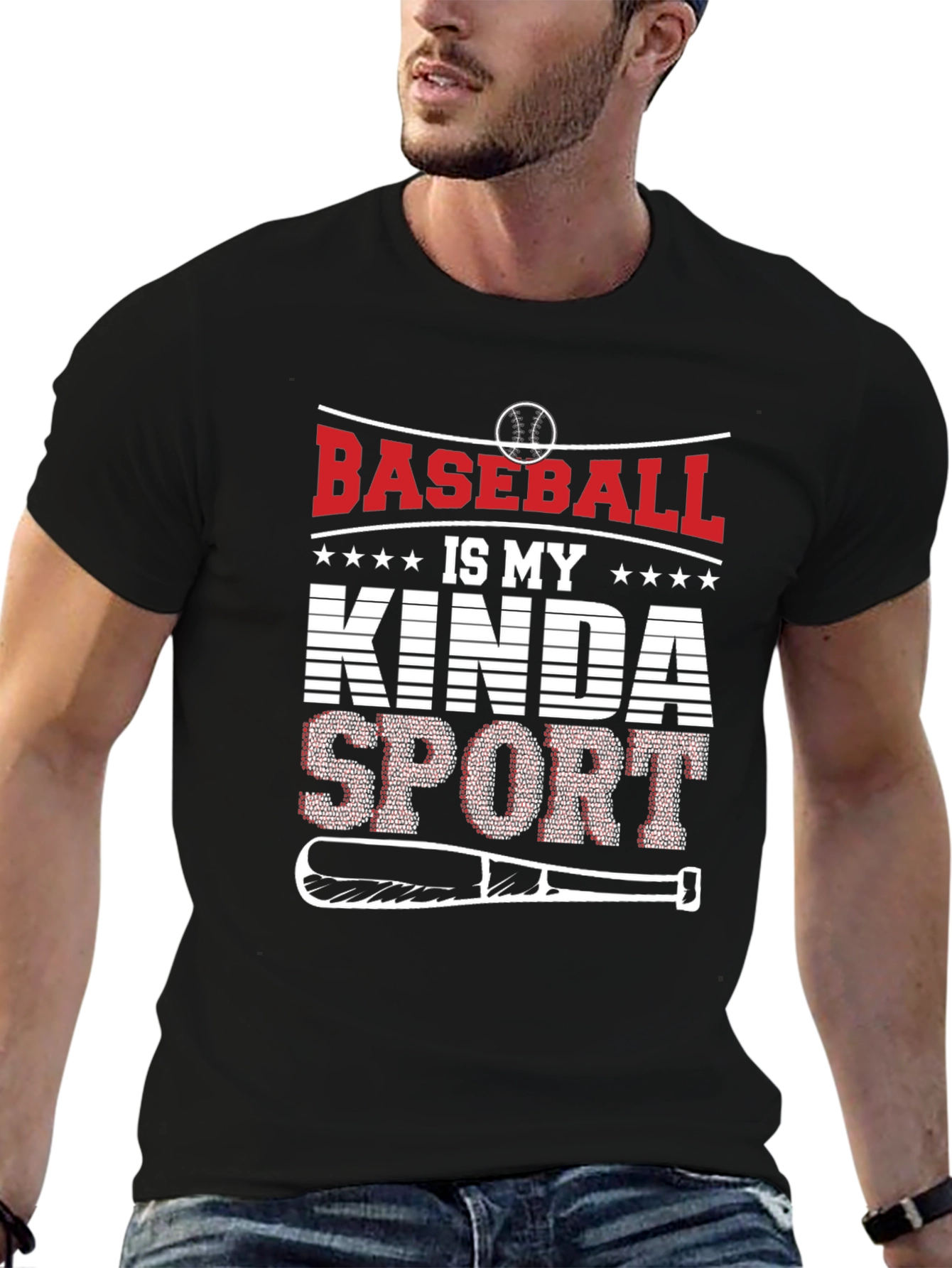 Black Baseball Is My Kinda Sport Graphic T-Shirt view 6