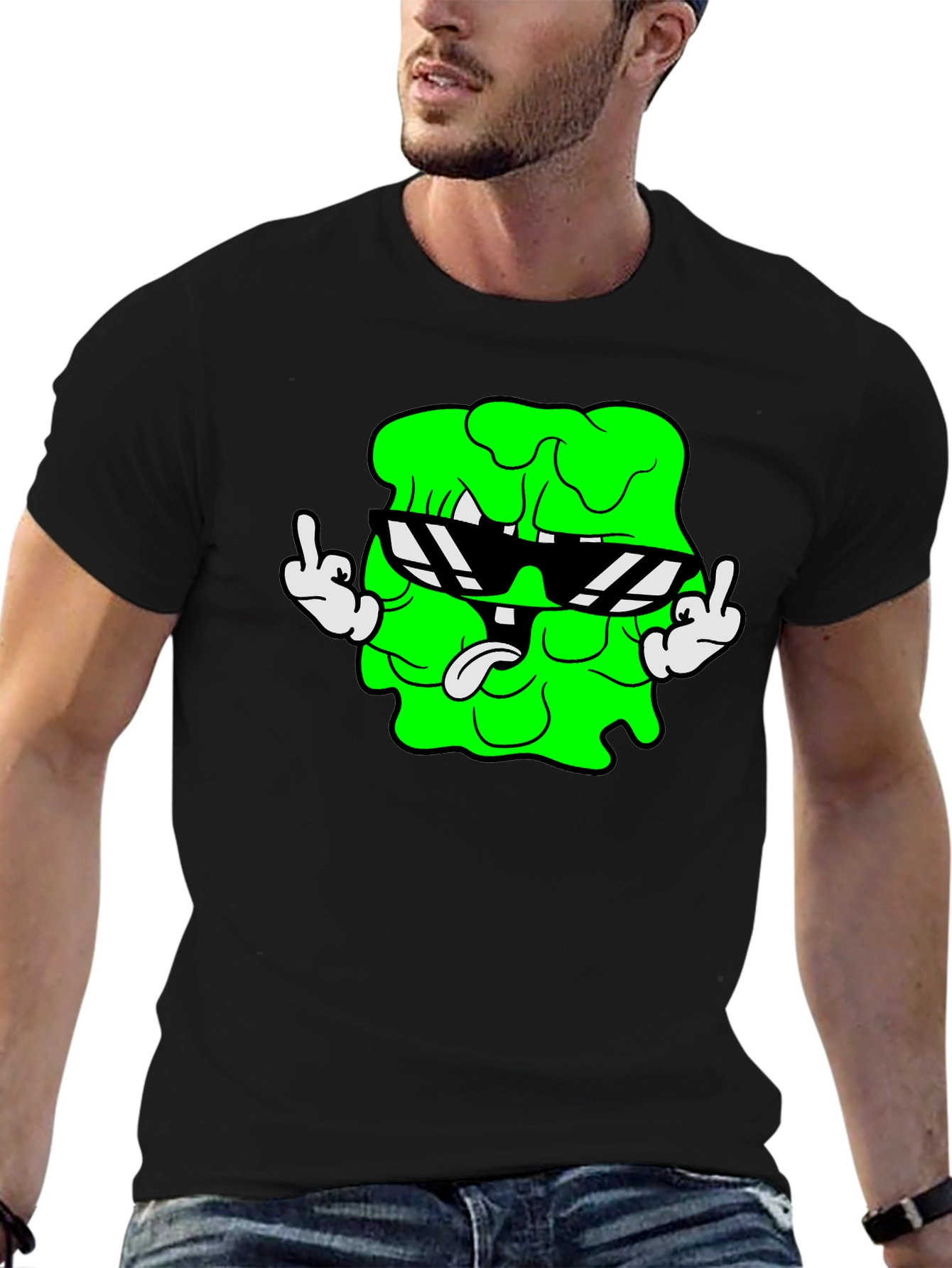 Black Cool Slime Cartoon Graphic Tee - Black view 6