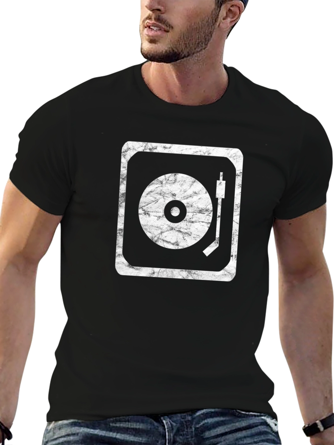 Black Vintage Turntable Graphic Tee - Black view 6