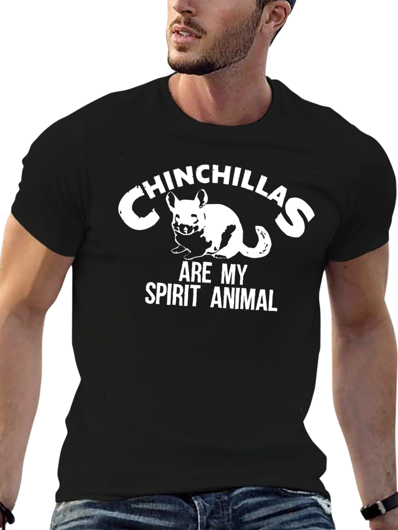Black Chinchillas Are My Spirit Animal Black T-Shirt view 6