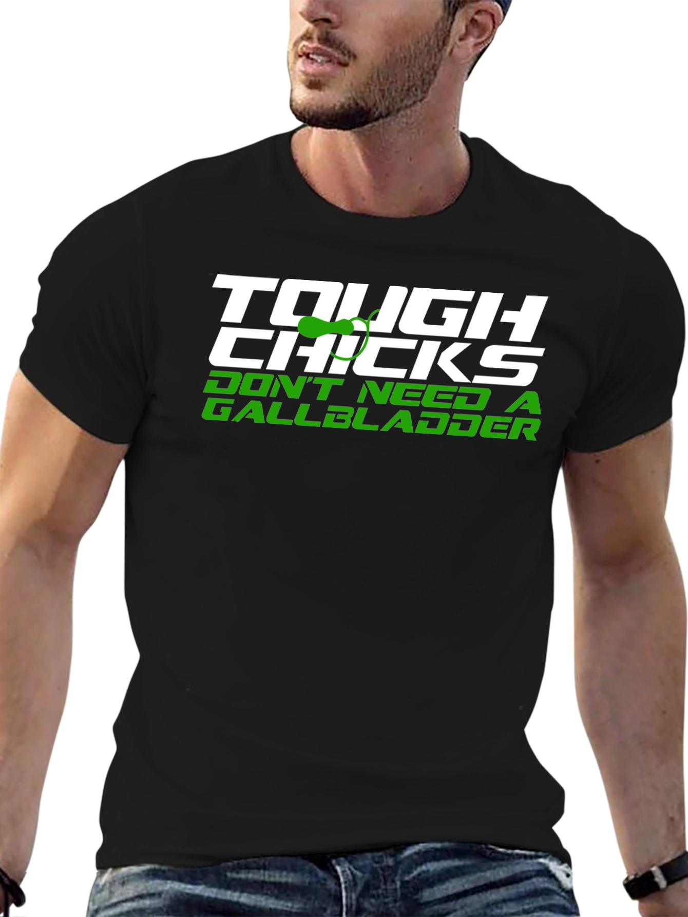 Black Tough Chicks No Gallbladder Novelty T-Shirt view 6