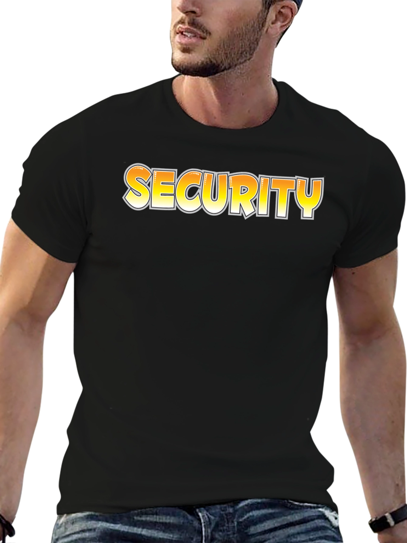 Black Security Graphic Tee - Men's Black Crew Neck T-Shirt view 6