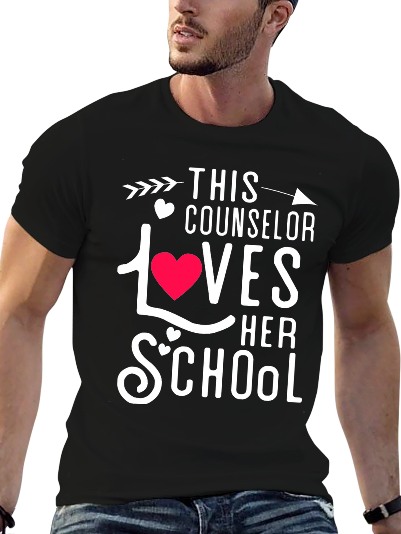 Black Counselor Loves School T-Shirt view 6
