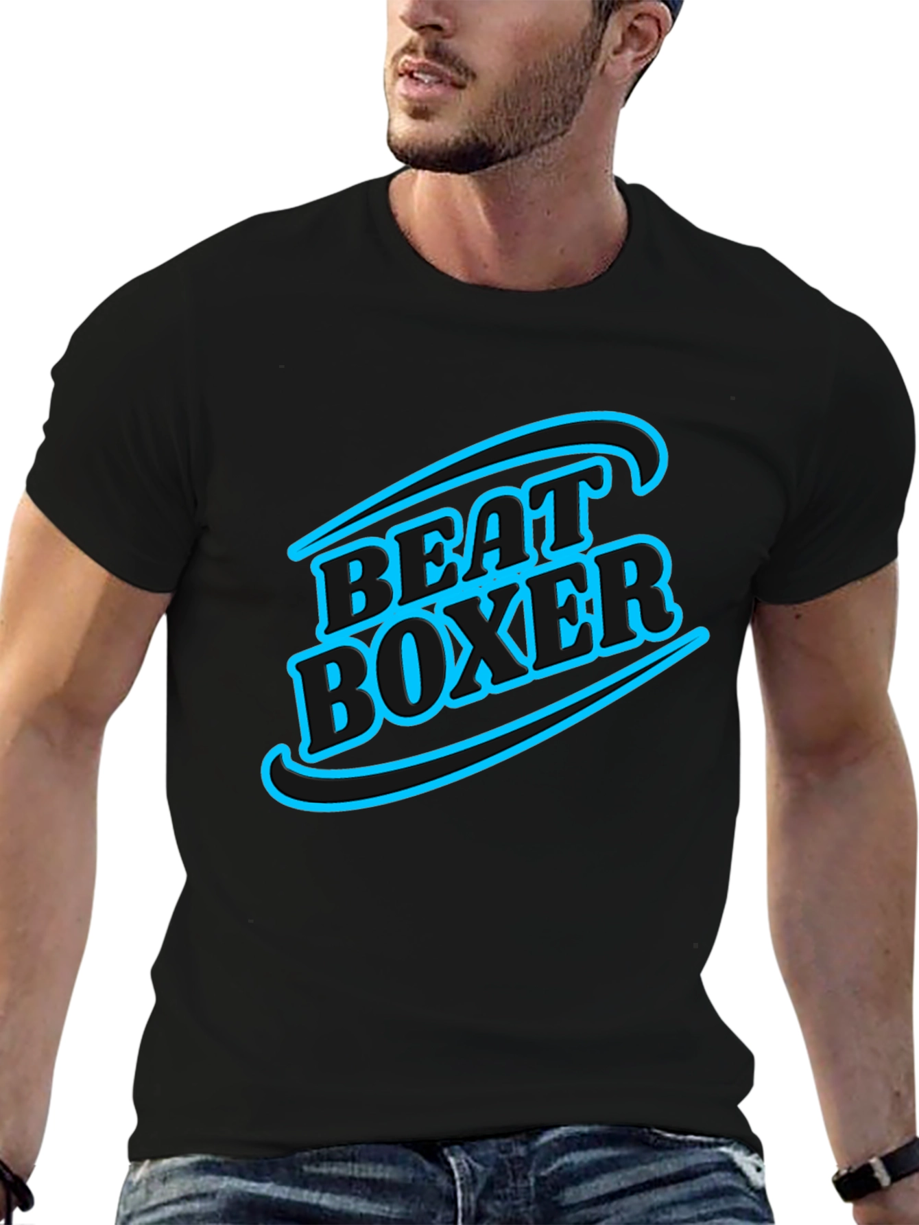 Black Beat Boxer Graphic Tee - Stylish Black T-Shirt view 6