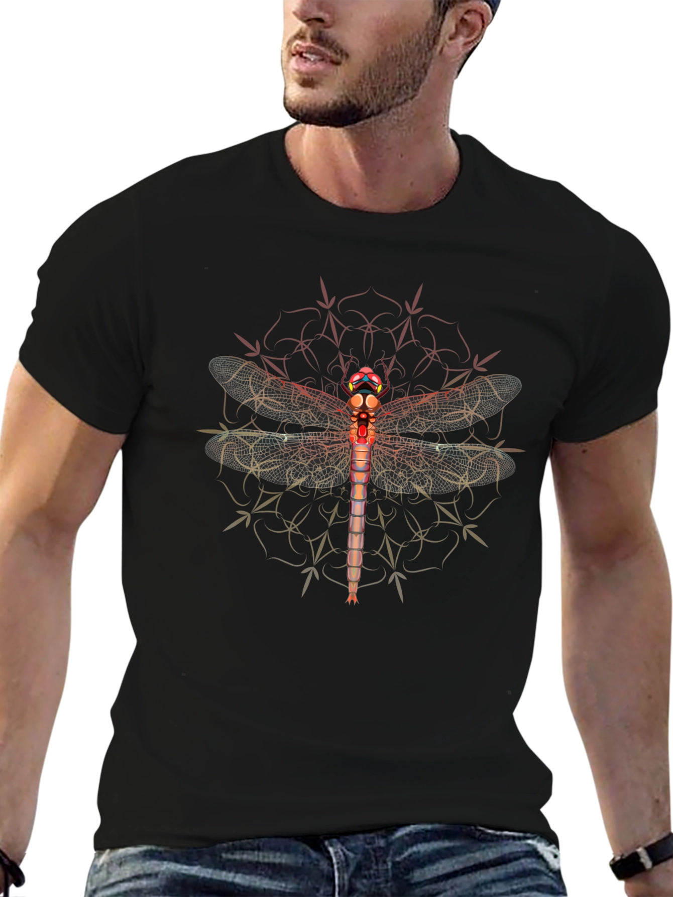 Black Dragonfly Graphic Black T-Shirt view 6