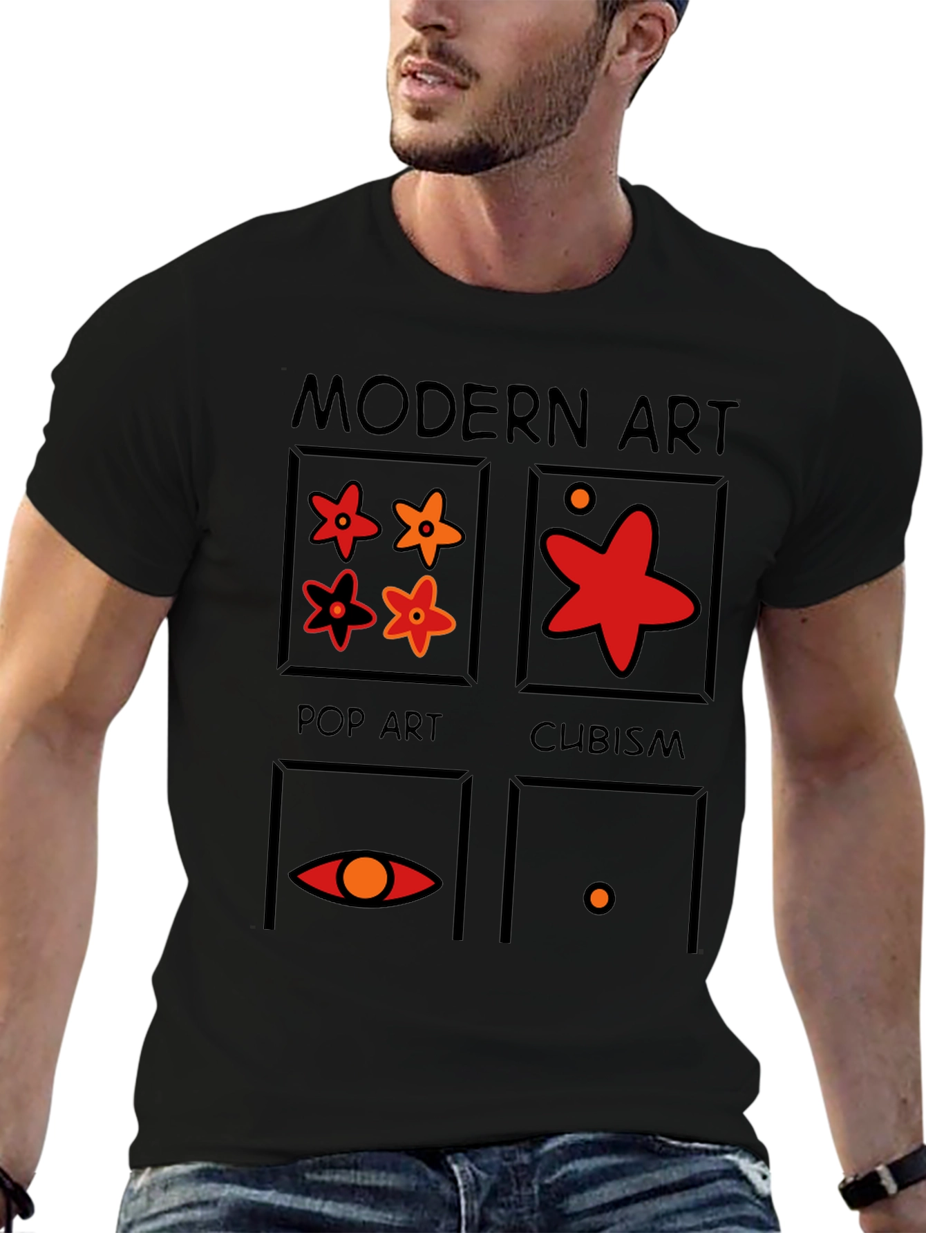 Black Modern Art Styles Graphic T-Shirt view 6