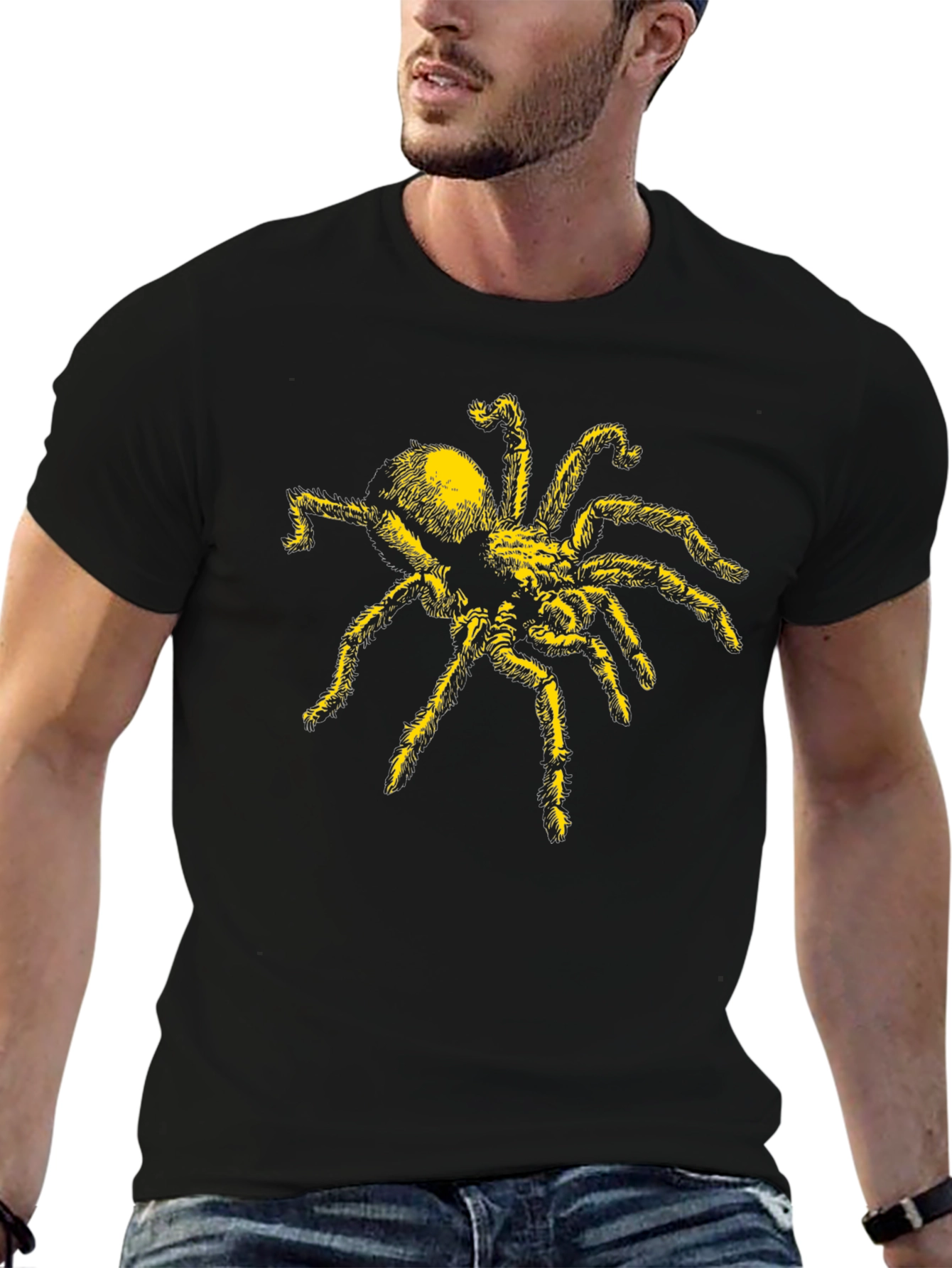 Black Spider Graphic T-Shirt - Black Cotton Tee view 6