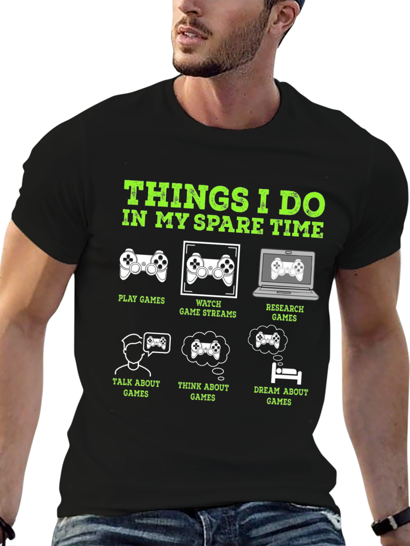 Black Gamer T-Shirt: Things I Do In My Spare Time view 6
