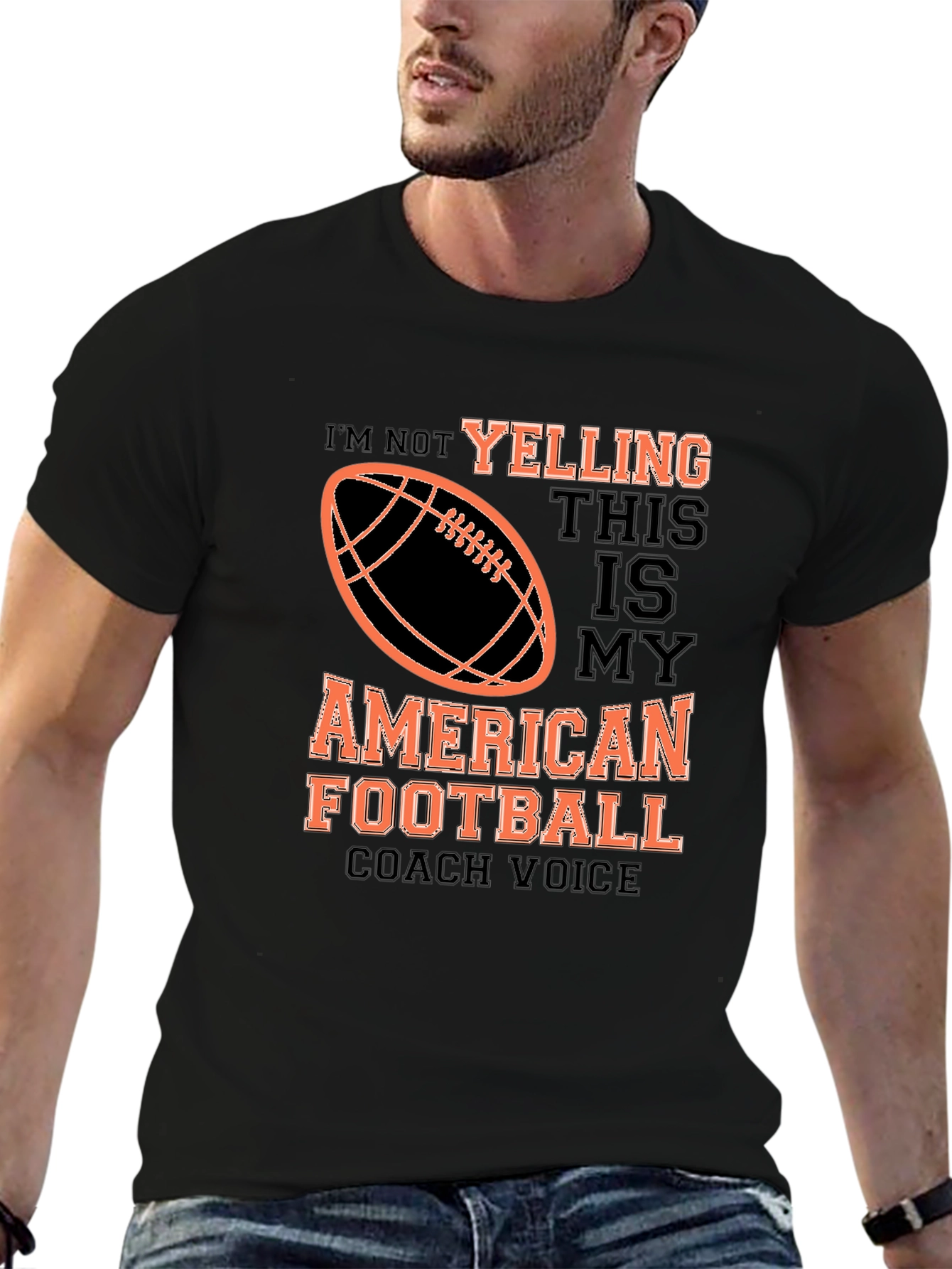 Black American Football Coach Voice Graphic Tee view 6
