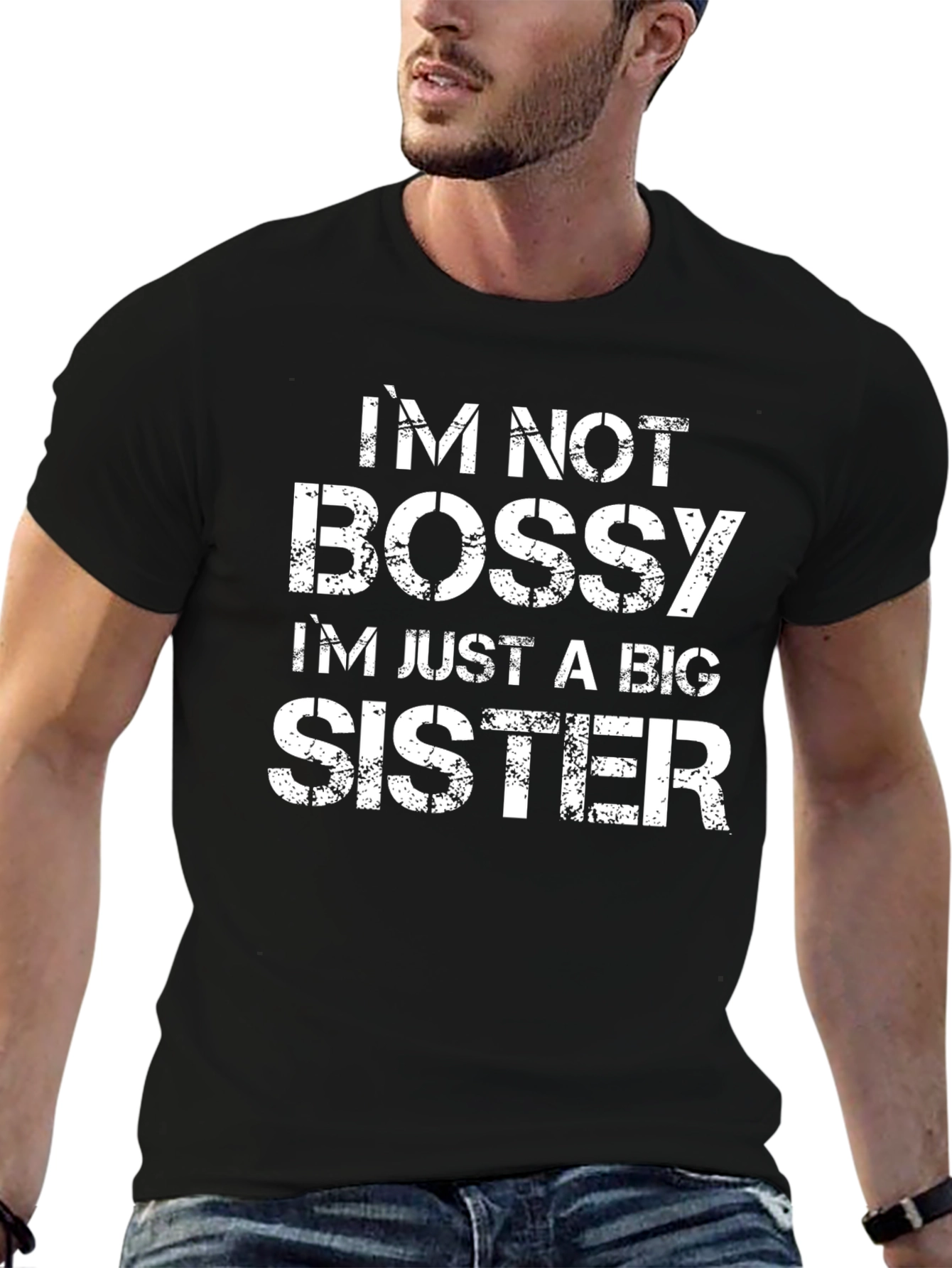 Black I'm Not Bossy I'm Just A Big Sister Funny T-Shirt view 6