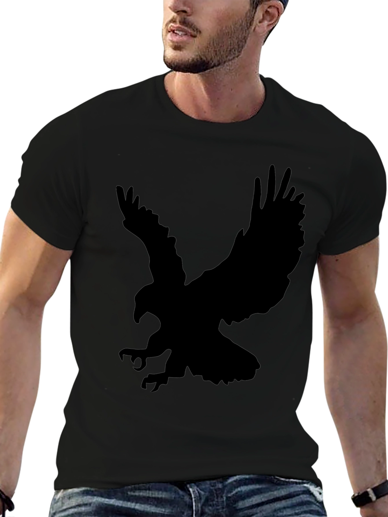 Black Black Eagle Silhouette Graphic T-Shirt view 6