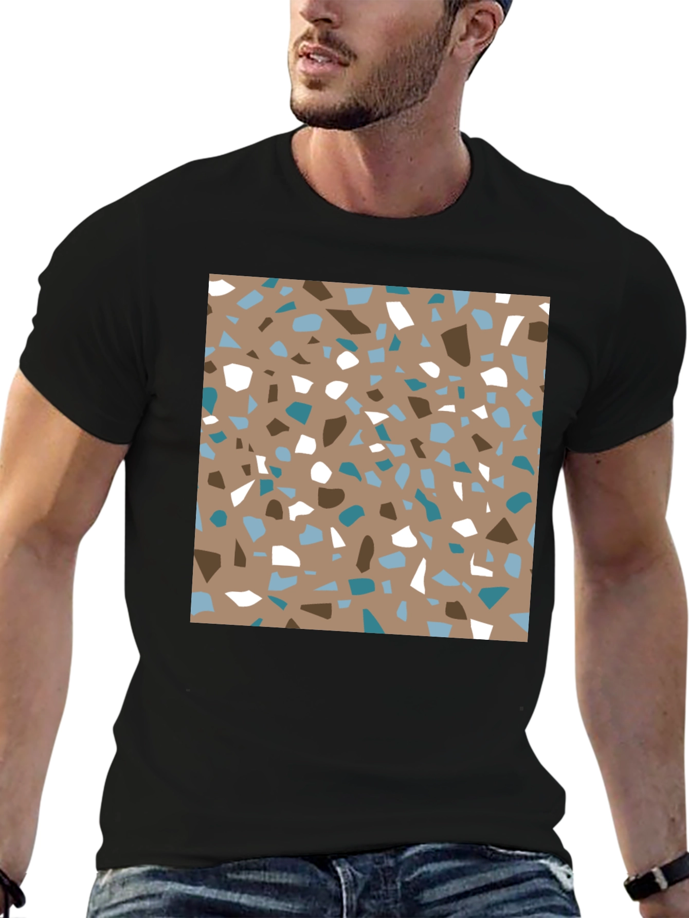 Black Terrazzo Print Tee - Modern Graphic Design T-Shirt view 6