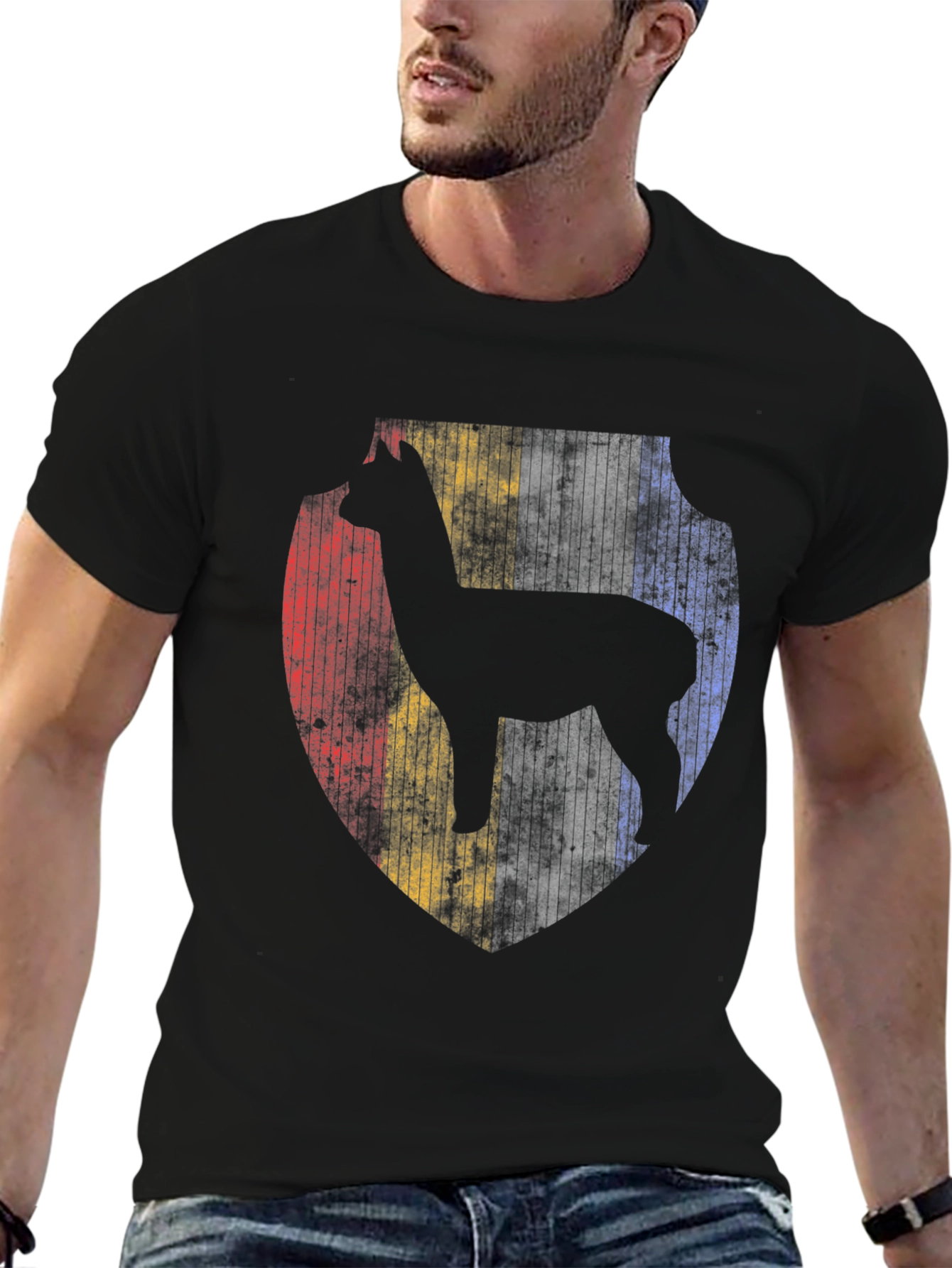 Alpaca Shield Graphic Tee - Men's Black T-Shirt - 6