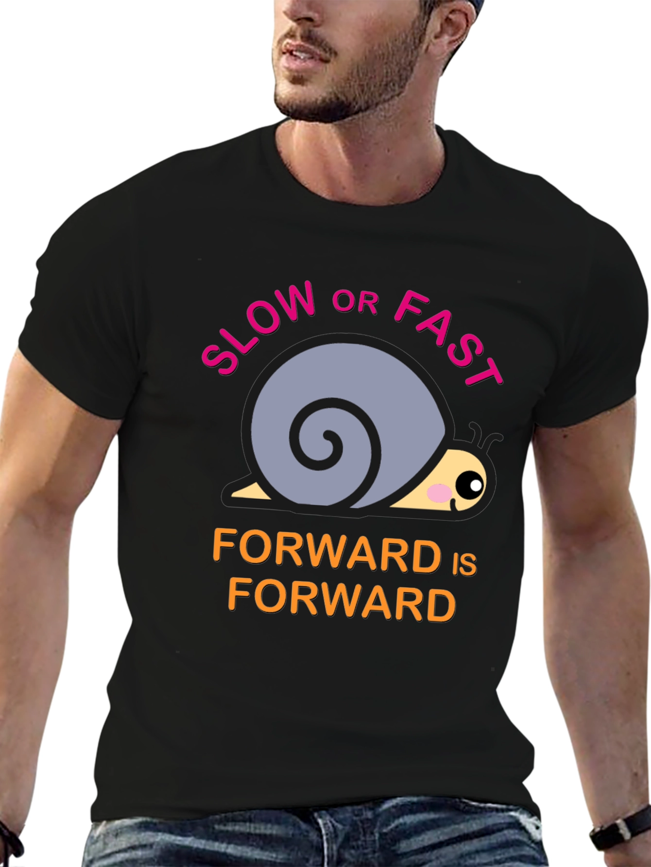 Black Snail T-Shirt: Slow or Fast, Forward is Forward view 6
