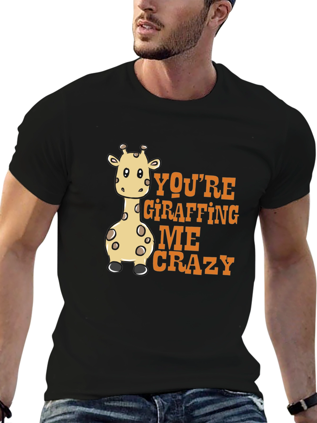 Black Giraffe Lover Tee - You're Giraffing Me Crazy view 6