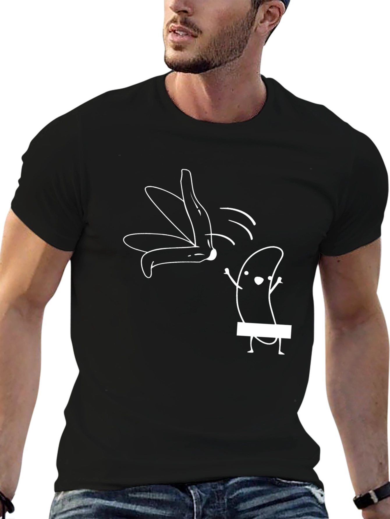 Black Funny Graphic Tee - Banana Stripper T-Shirt view 6