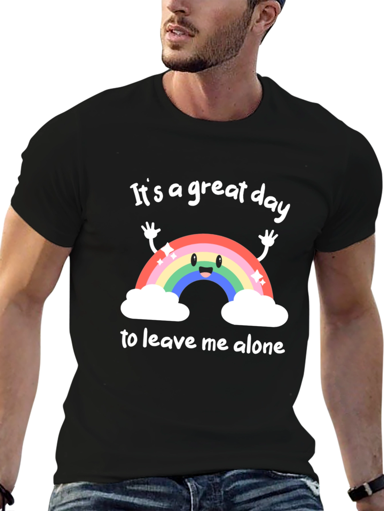 Black Great Day Leave Me Alone Graphic T-Shirt view 6