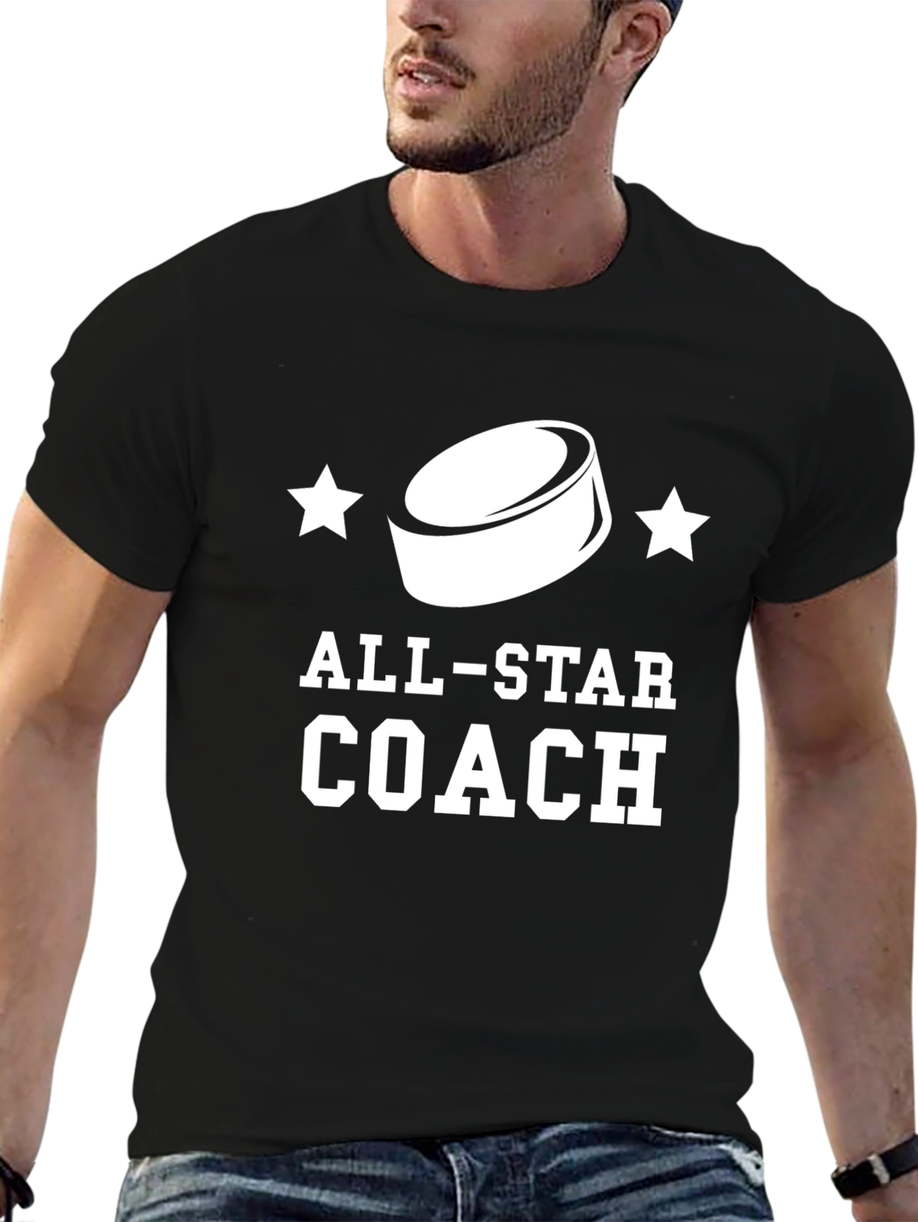 Black All-Star Hockey Coach Black T-Shirt view 6