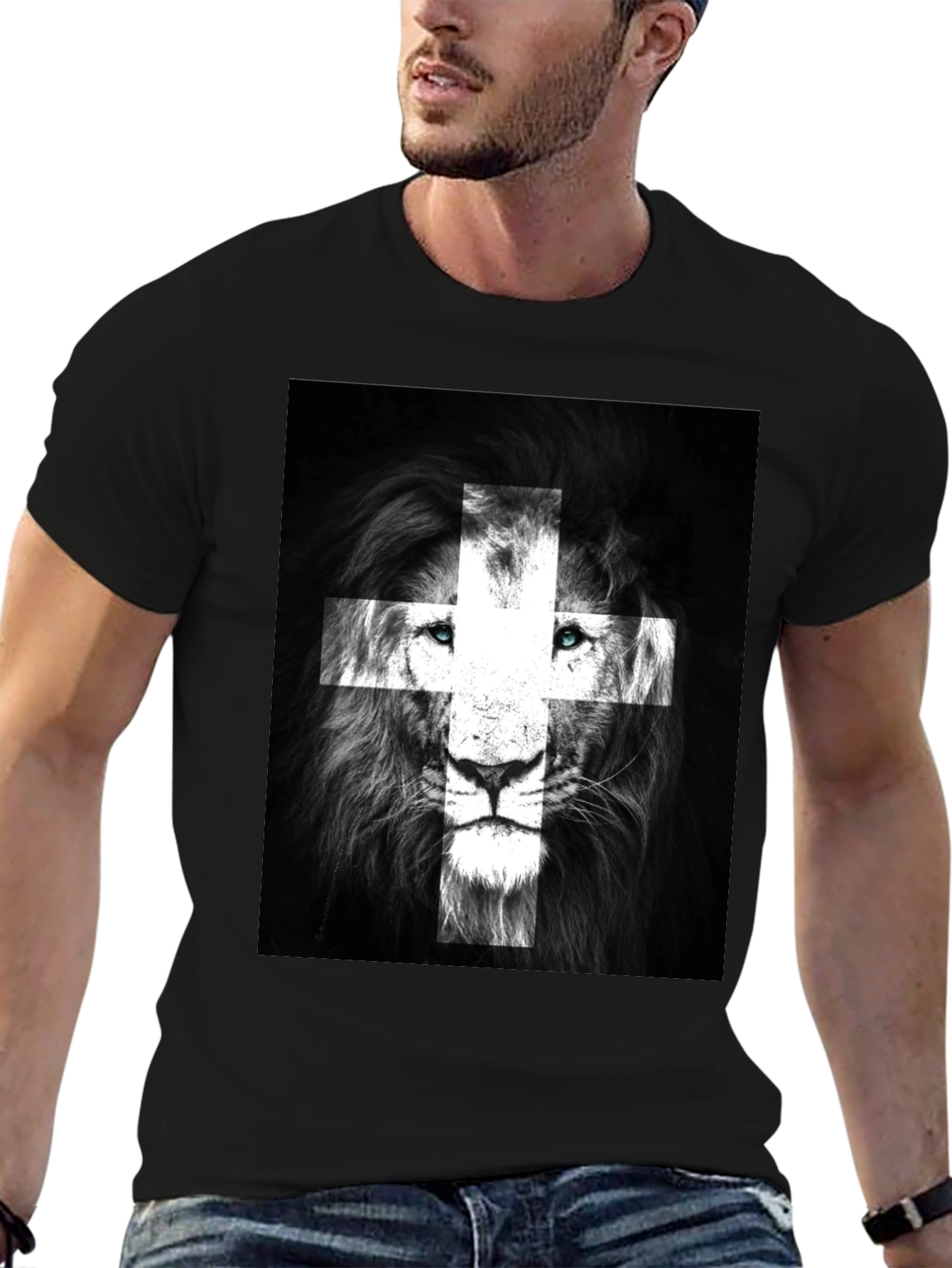 Black Lion Swiss Flag T-Shirt - Black view 6