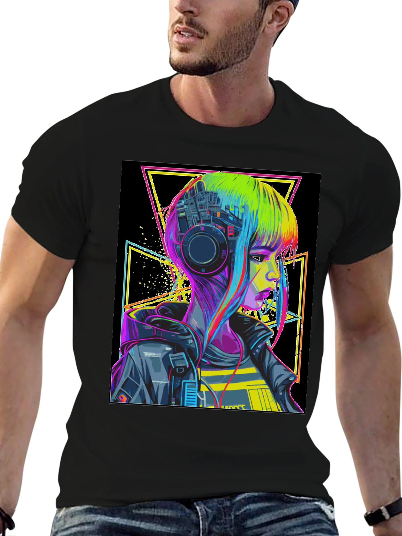 Black Cyberpunk Style T-Shirt - Edgy Techwear view 6
