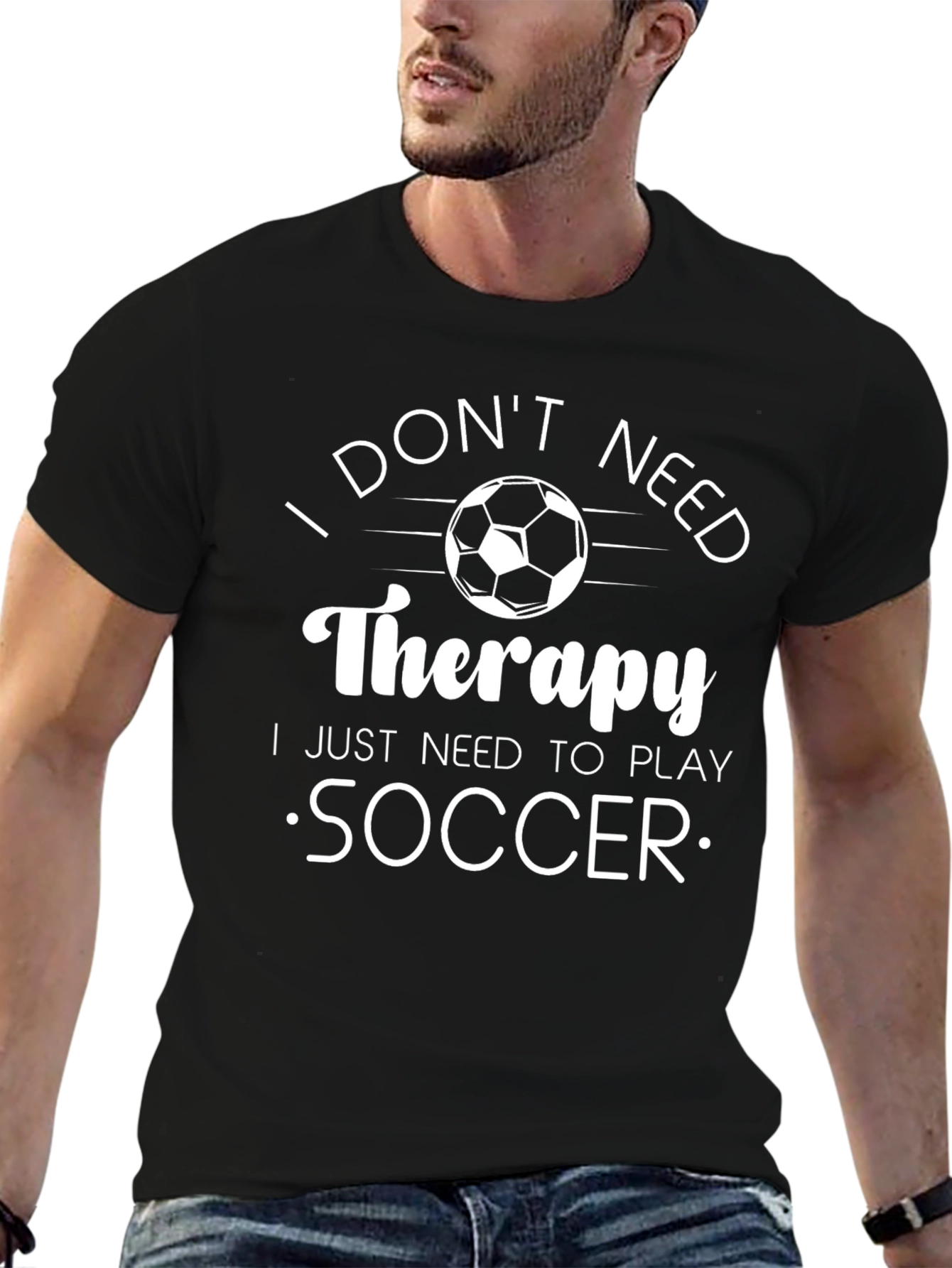 Black Soccer Therapy Graphic T-Shirt - Black view 6
