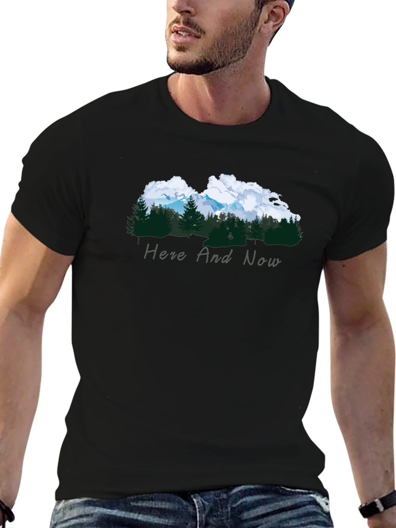 Black Nature Inspired Black Tee - Here and Now view 6