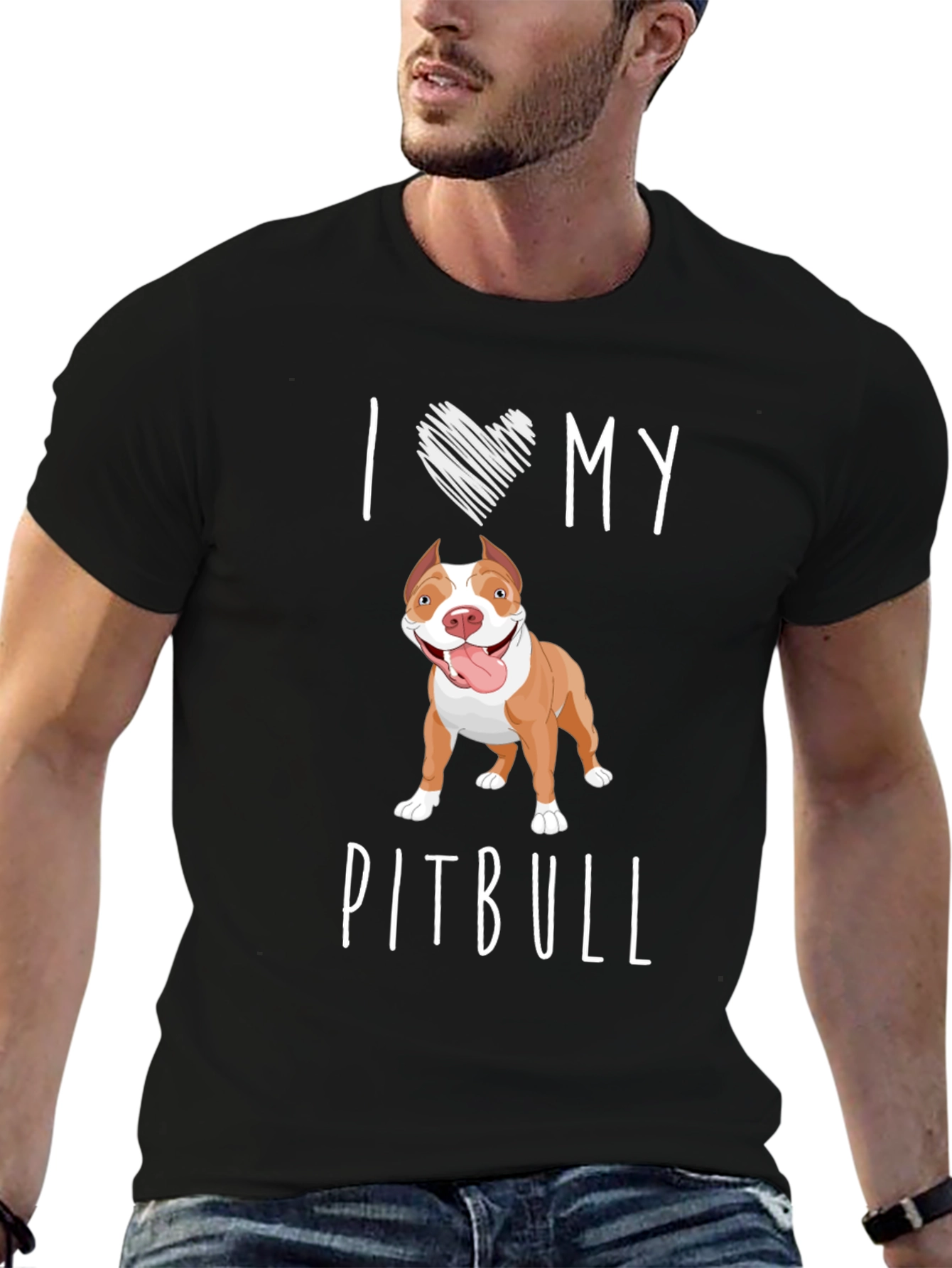 Black I Love My Pitbull T-Shirt view 6