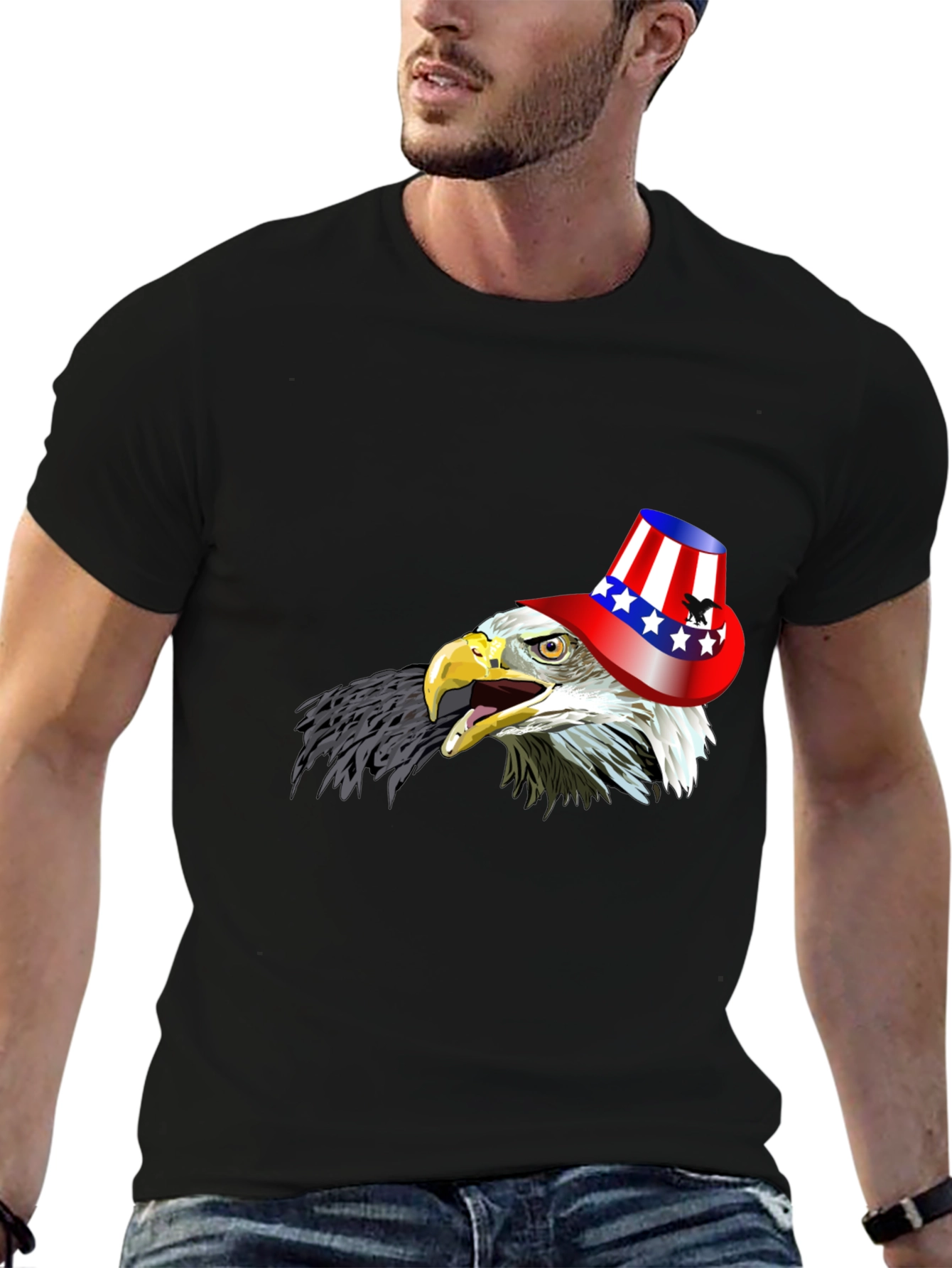 Black Eagle USA Hat Graphic T-Shirt view 6