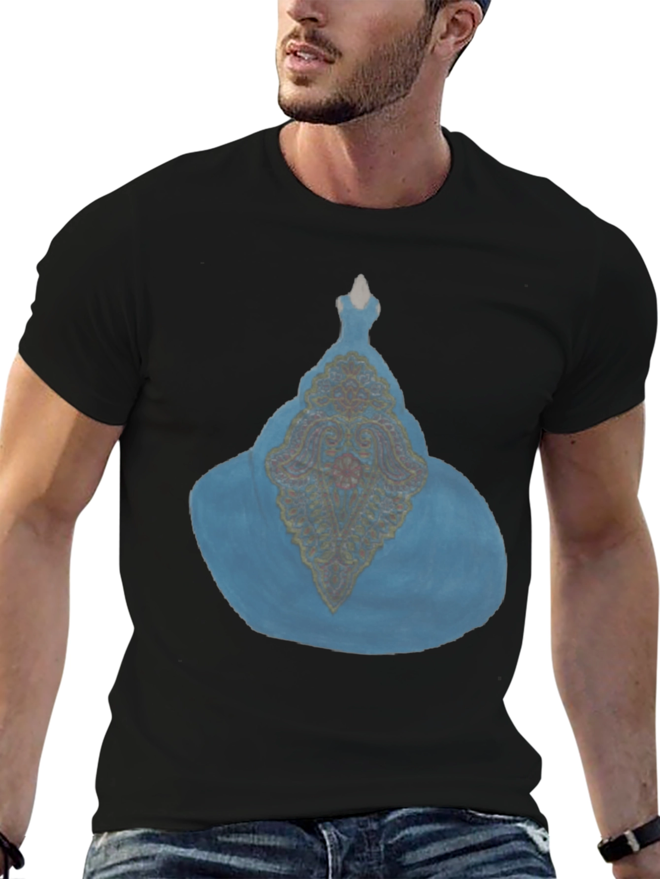 Black Black T-Shirt with Blue Genie Lamp Graphic view 6