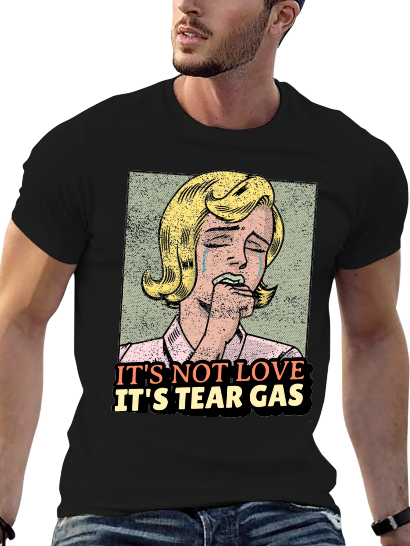 Black It's Not Love It's Tear Gas Graphic Tee view 6