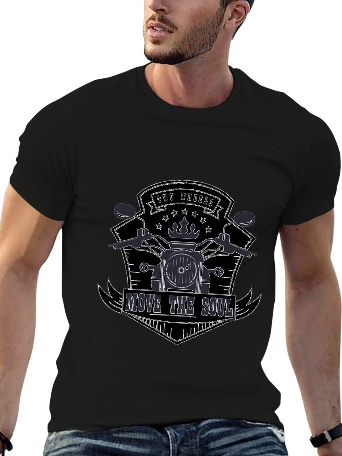 Black Two Wheels Move the Soul T-Shirt view 6