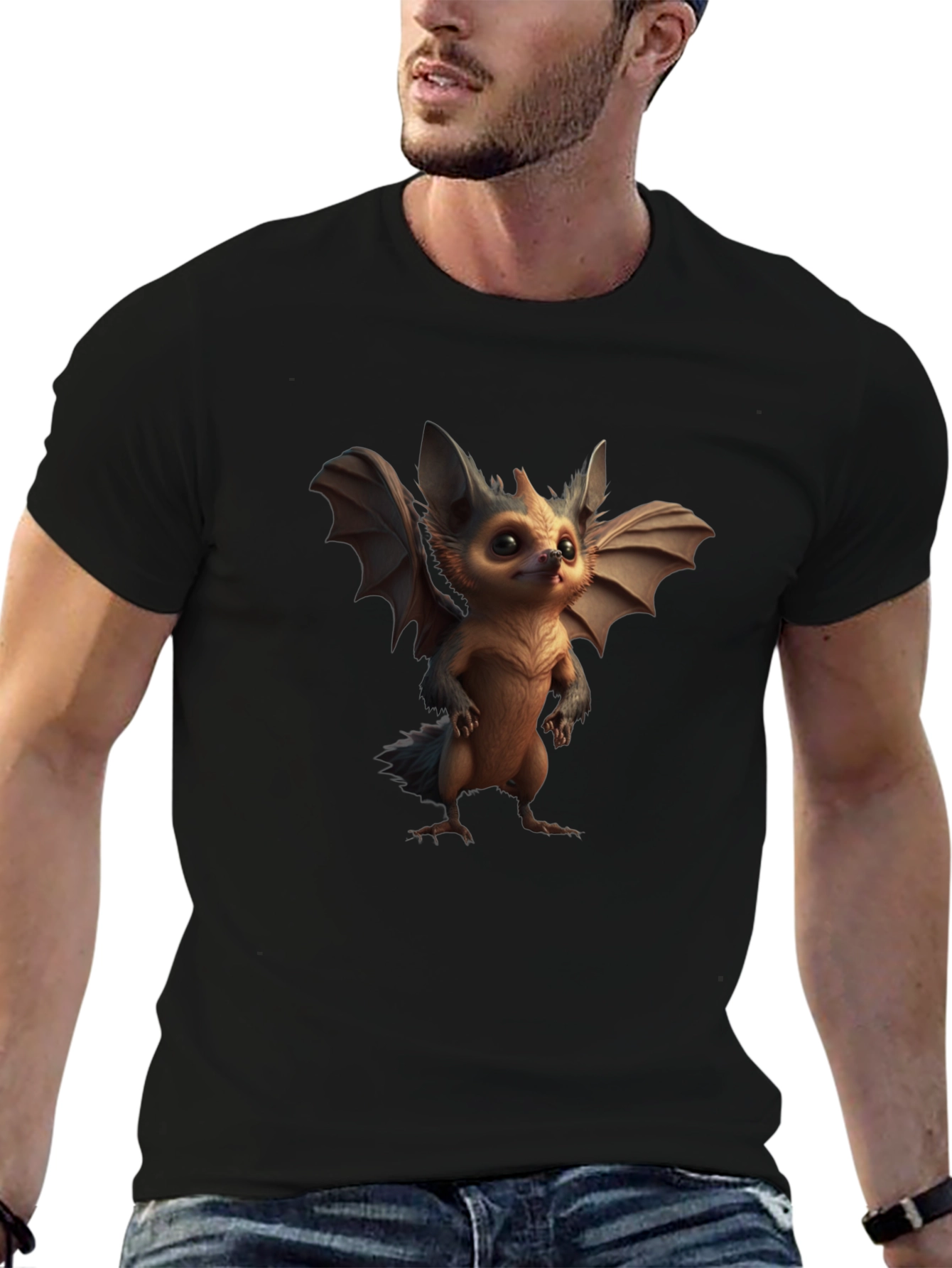 Black Cute Fantasy Creature T-Shirt - Soft Cotton Blend view 6