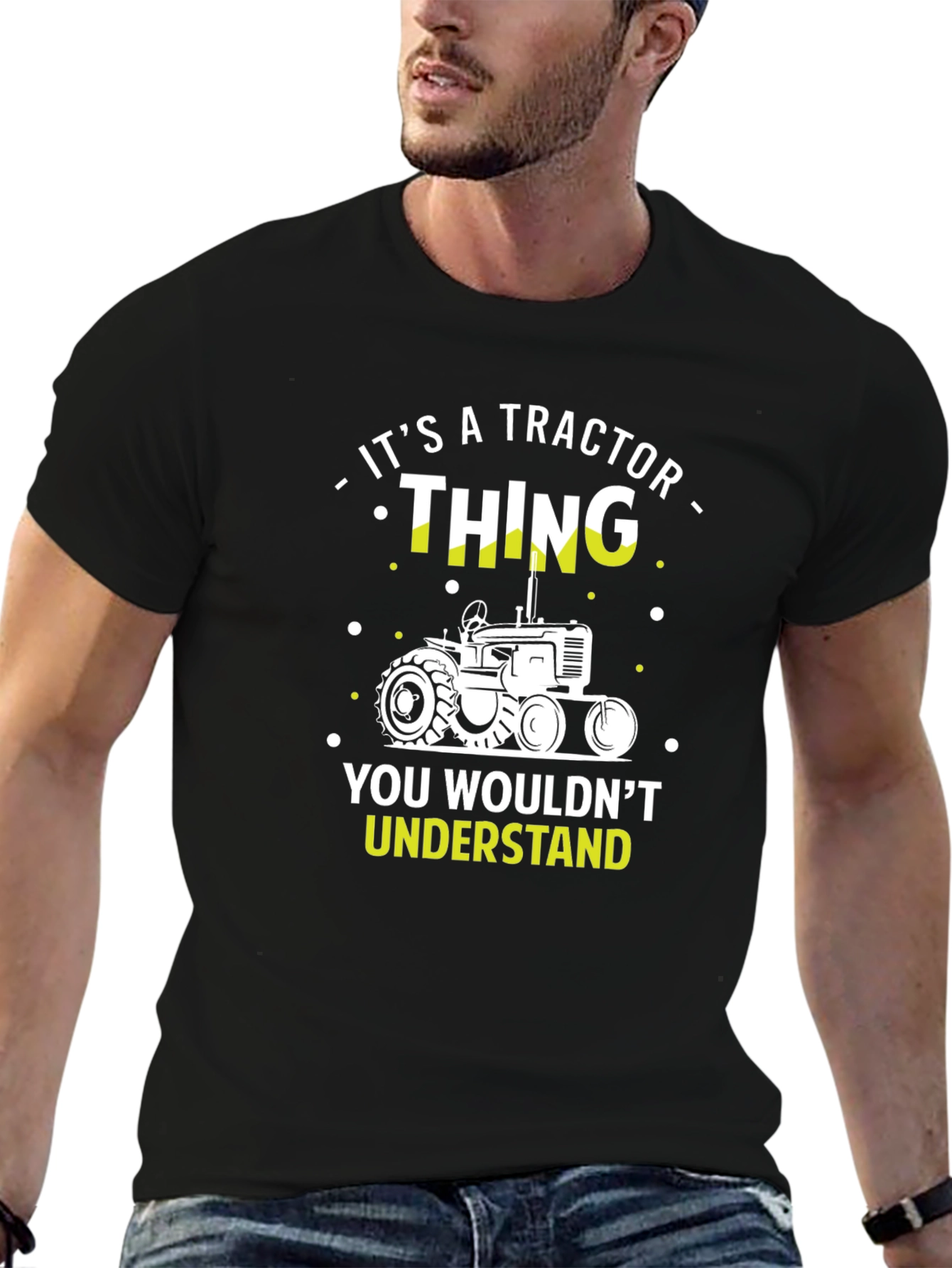 Black It's a Tractor Thing - Funny Farmer T-Shirt view 6
