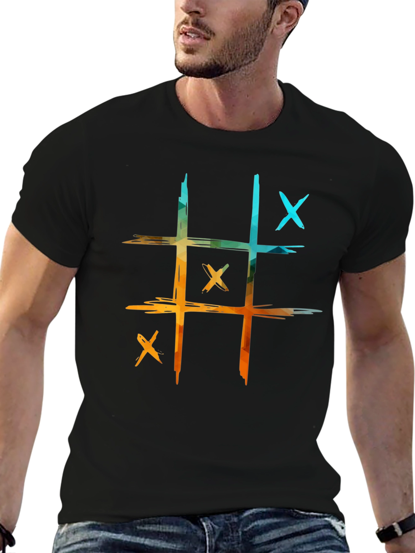 Black Tic-Tac-Toe Graphic Tee - Casual Cool! view 6