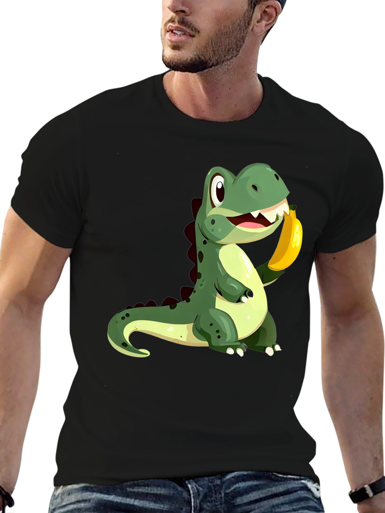 Black Dino Banana Black T-Shirt view 6