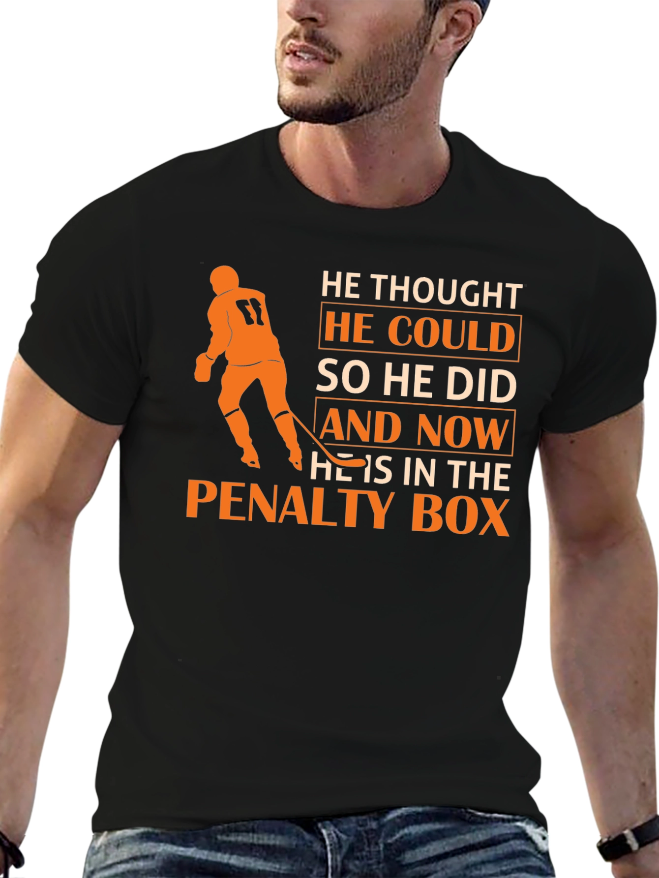 Black Hockey Penalty Box T-Shirt view 6