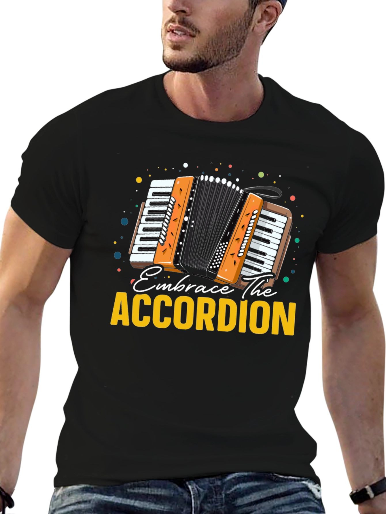 Black Embrace The Accordion Black Graphic Tee view 6